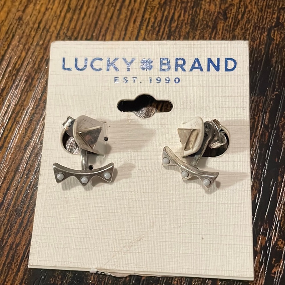 Lucky Brand peak a boo triangle silver earrings. Never worn